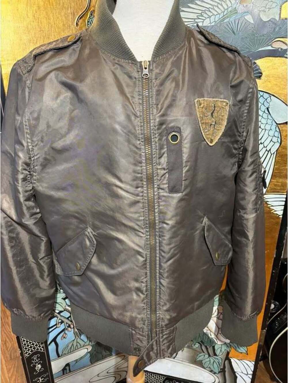 Olive Green Bomber Jacket Men's Large
